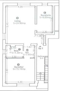 Apartament cu 2 camere mobilat cu gradina proprie de 50 mp in Giroc.
