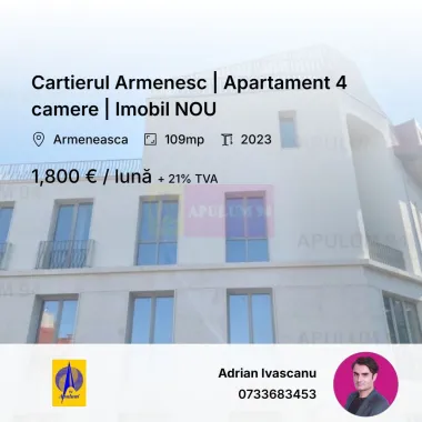 Armeneasca | 4 camere | 109 mp, mobilat utilat, boutique 2023, terasa
