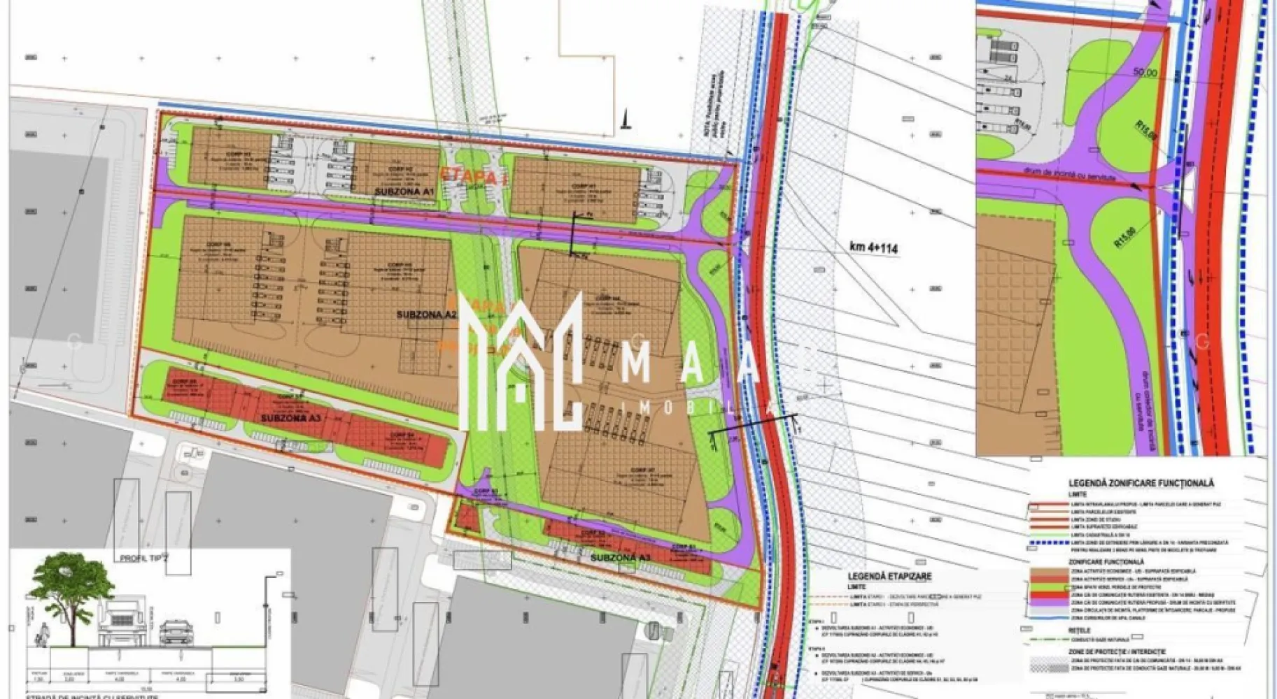 Teren industrial/ comercial I 19.100 mp I Front 53ml I DN14 - MAAC Imobiliare propune spre vânzare un teren intravilan cu potențial ridicat de dezvoltare, situat pe DN14 – drumul Sibiu–Mediaș, într-o zonă cu acces excelent la infrastructura rutieră majoră și la principalele puncte comerciale ale orașului. Caracteristici principale - Suprafață totală: 19.100 mp - Front stradal: 53 ml la DN14 - Adâncime: 374 m - Număr fronturi: 1 - Topografie: teren plan, fără construcții sau vegetație forestieră Utilități și infrastructură - Gaz: disponibil - Curent: nedisponibil în prezent - Canalizare: nedisponibilă - Drum de acces: existent - Construibil: da - Parcelabil: da - Cadastru și intabulare: efectuate - PUZ: aprobat - PUD: aprobat Amplasament și vecinătăți - În imediata apropiere a nodului rutier al centurii Sibiului - La aprox. 500 m de complexul comercial Hornbach - La doar 170 m de ieșirea de pe autostradă - În vecinătatea clădirii Elipson - Zonă cu vizibilitate excelentă și acces rapid către principalele artere rutiere Potențial de dezvoltare - Ideal pentru proiecte comerciale, industriale, logistice sau de servicii - Suprafață mare, cu posibilitate de parcelare și configurare în funcție de necesități - Poziționare strategică pentru companii ce urmăresc acces rapid la autostradă și la zona comercială a orașului Pentru detalii suplimentare și programarea unei vizionări, vă invităm să contactați MAAC Imobiliare, specificând ID CP2890850. }}