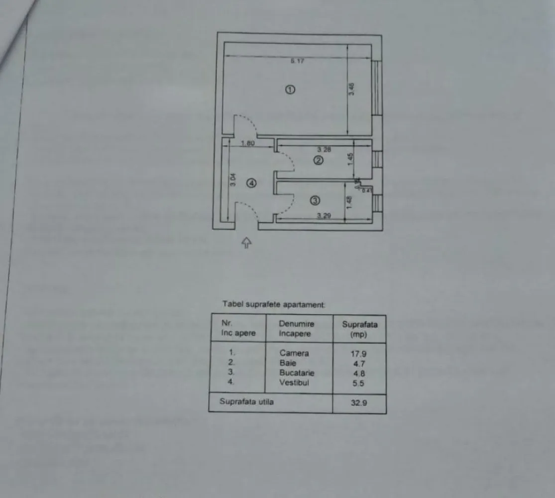 Garsonieră decomandată de vânzare Dristor mobilată și utilata