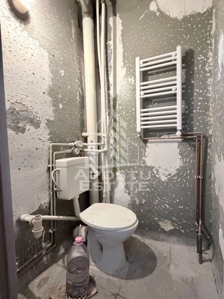 Apartament cu o camera parter Blascovici - APOSTU ESTATE va propune spre vanzare un apartament cu o camera, decomandat, situat la parter in Blascovici.

Amplasat intr-o zona cu mult spatiu verde si aer curat, este in acelasi timp aproape de toate punctele de interes: Profi City , magazin alimentar, parc, Grup scolar Spiru Haret, Facultatea de Teologie, Liceul Tehnologic al Industriei Alimentare, Centrul Orasului Timisoara la o distanta de 10 min, mijloace de transport in comun.

Compartimentare:
- hol de acces;
-baie;
-bucatarie cu geam;
-camera.

Necesita finalizarea renovarii. 

Alte detalii:
- tamplarie PVC cu geam termopan;
- usa intrare din metal;
- usi interior schimbate;
- parchet laminat.

Va asteptam cu drag la o vizionare!
