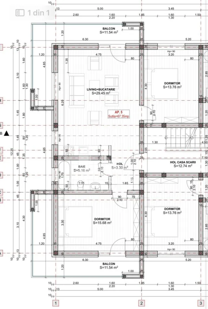 Apartament cu 3 camere, semidecomandat, etaj 1, zona Lidl din Giroc