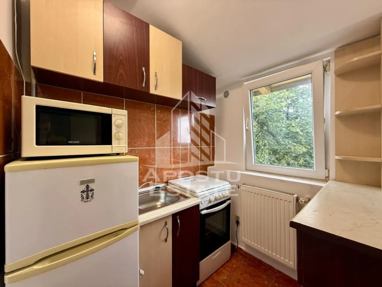 Apartament cu 1 camera , de inchiriat , Zona Take Ionescu , Timisoara - Agentia imobiliara APOSTU ESTATE va propune spre inchiriere un apartament cu 1 camera ,spatios si luminos, situat in zona Take Ionescu , o zona linistita si bine pozitionata din Timisoara, potrivit pentru cupluri,persoane singure , sau studenti care isi doresc o locuinta unde sa se simta confortabil si cu acces facil catre scoli, statii de autobuz, supermarketuri , magazine de zona, parcuri.

Suprafata utila: 22 mp
Compartimentare eficienta:
-Hol de acces generos
-Bucatarie complet mobilata si utilata, cu loc de luat masa
-Living luminos si spatios
-Dormitor mobilat si utilat
-Baie prevazuta cu dus 
Confort si facilitati:
-Incalzirea apartamentului: colterm- cheltuieli foarte mici 
-Apartamentul este complet mobilat si utilat
-Se accepta animale de companie ( pisicuța ) de catre proprietar
-Etajul 5 - fără lift 

Localizare:
-Timis,Timisoara, zona Take Ionescu – acces facil spre magazine, supermarketul Lidl, scoli, parcuri si mijloace de transport in comun.

Ideal pentru:
-Cupluri
-Studenti
Pret chirie lunara: 250 euro 
Programeaza o vizionare pentru a-ti putea imagina viitorul aici!
ID intern: CP3125276