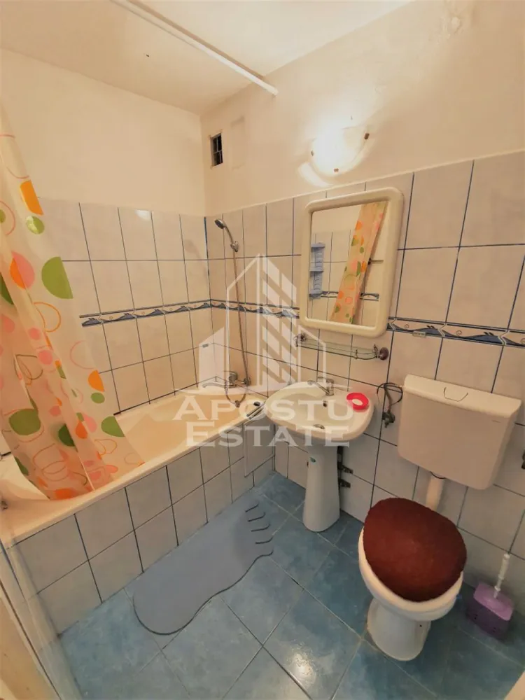 Apartament cu 1 camera de inchiriat, zona Lipovei, Timisoara - Agentia imobiliara APOSTU ESTATE va propune spre inchiriere un apartament cu 1 camera, situat intr-o zona bine pozitionata din Timisoara, potrivit pentru cupluri sau studenti care isi doresc o locuinta unde sa se simta confortabil si cu acces facil catre scoli, facultati, statii de autobuz si magazine.

Suprafata utila: 35 mp
Compartimentare eficienta:
- Hol de acces
- Bucatarie inchisa, complet mobilata si utilata
- Baie prevazuta cu cada si ventilatie artificiala

Confort si facilitati:
- Incalzire apartament: termoficare
- Balcon
- Apartamentul este complet mobilat si utilat de catre proprietar

Localizare: Zona Lipovei, in apropiere de magazinul Lidl, Iulius Mall, magazine si mijloace de transport in comun.

Ideal pentru:
- Cupluri
- Persoane singure
- Studenti

Pret chirie: 300€
Programeaza o vizionare pentru a-ti putea imagina viitorul aici!
ID intern: CP2569253