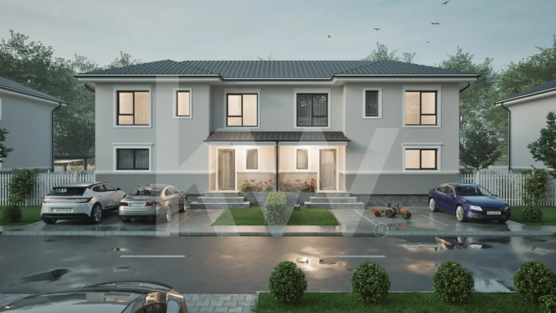 Casa duplex 4 camere in cartier nou Șură Mica - Cauți un spațiu unde familia ta să crească în siguranță și armonie? Duplexul Tip 2 îți oferă exact asta. Cu 4 camere și 115 mp utili, această casă de vânzare aproape de Sibiu combină perfect spațiul cu funcționalitatea.

Livingul deschis și luminos, cu acces pe terasa acoperită, devine scena celor mai frumoase momente de familie. Bucătăria separată este inima casei. Cele trei dormitoare oferă spațiul perfect pentru odihnă și visare. Două băi moderne și spații de depozitare inteligente îți fac viața mai simplă. Încălzirea în pardoseală și cele două locuri de parcare îți asigură confortul zi de zi. Casa ta prinde contur în acest ansamblu.
Mai mult decât un ansamblu rezidențial. Este locul unde visul unui cartier cum toate ar trebui să fie devine realitate.
Imaginează-ți diminețile liniștite, razele soarelui filtrate prin fereastra casei tale, aerul curat și natura care te întâmpină chiar la ușă.

Situat în Șura Mică, la doar 10 minute de Sibiu, complexul  se întinde pe o suprafață de 4,65 hectare.
Cele 100 de case noi de vânzare Sibiu (single și duplex) sunt proiectate pentru a oferi un mediu de viață sigur și confortabil.
Aici, casele nu sunt doar construcții, ci spații de liniște și bucurie.
Fie că alegi o casă single elegantă sau un duplex modern, aici vei găsi acel sentiment unic de apartenență.

Te bucuri de spații generoase, grădină proprie și terasă acoperită, perfecte pentru serile de vară, loc de joacă sigur pentru aventurile celor mici.
Locuințele vor fi livrate astfel: exterior la cheie și interior la gri avansat, oferindu-ți flexibilitate în amenajare.
Fiecare locuință va beneficia de 2 locuri de parcare în fața casei.