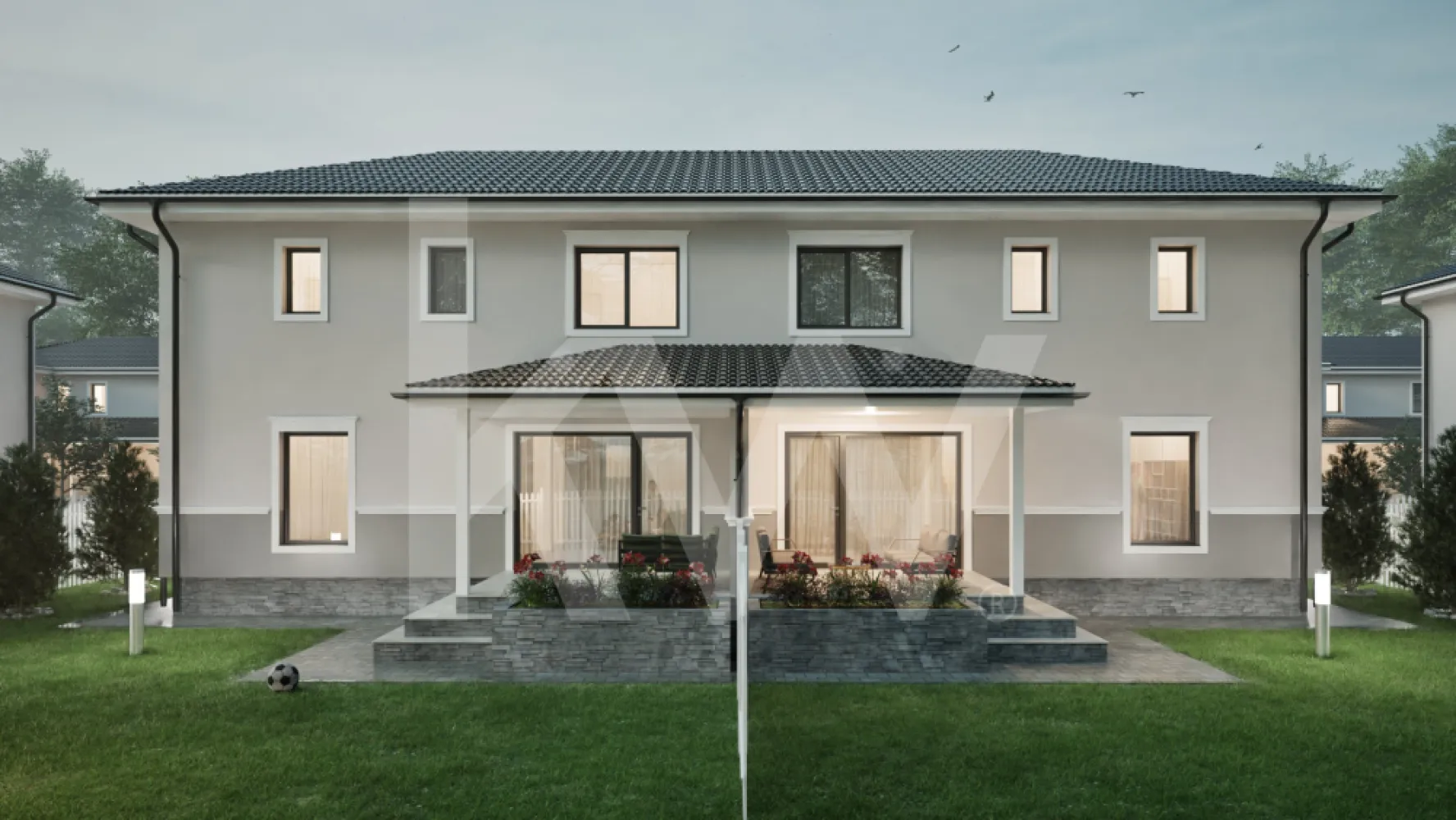 Casa duplex 4 camere in cartier nou Șură Mica - Cauți un spațiu unde familia ta să crească în siguranță și armonie? Duplexul Tip 2 îți oferă exact asta. Cu 4 camere și 115 mp utili, această casă de vânzare aproape de Sibiu combină perfect spațiul cu funcționalitatea.

Livingul deschis și luminos, cu acces pe terasa acoperită, devine scena celor mai frumoase momente de familie. Bucătăria separată este inima casei. Cele trei dormitoare oferă spațiul perfect pentru odihnă și visare. Două băi moderne și spații de depozitare inteligente îți fac viața mai simplă. Încălzirea în pardoseală și cele două locuri de parcare îți asigură confortul zi de zi. Casa ta prinde contur în acest ansamblu.
Mai mult decât un ansamblu rezidențial. Este locul unde visul unui cartier cum toate ar trebui să fie devine realitate.
Imaginează-ți diminețile liniștite, razele soarelui filtrate prin fereastra casei tale, aerul curat și natura care te întâmpină chiar la ușă.

Situat în Șura Mică, la doar 10 minute de Sibiu, complexul  se întinde pe o suprafață de 4,65 hectare.
Cele 100 de case noi de vânzare Sibiu (single și duplex) sunt proiectate pentru a oferi un mediu de viață sigur și confortabil.
Aici, casele nu sunt doar construcții, ci spații de liniște și bucurie.
Fie că alegi o casă single elegantă sau un duplex modern, aici vei găsi acel sentiment unic de apartenență.

Te bucuri de spații generoase, grădină proprie și terasă acoperită, perfecte pentru serile de vară, loc de joacă sigur pentru aventurile celor mici.
Locuințele vor fi livrate astfel: exterior la cheie și interior la gri avansat, oferindu-ți flexibilitate în amenajare.
Fiecare locuință va beneficia de 2 locuri de parcare în fața casei.