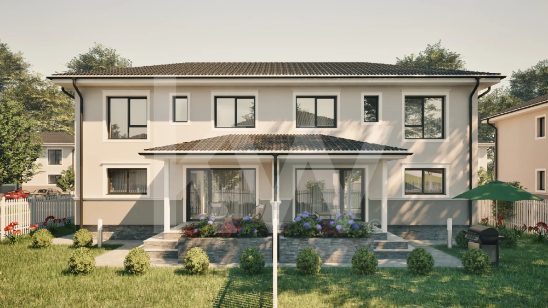 Casa duplex 5 camere in cartier nou Șură Mica - Aici viața de familie capătă o nouă dimensiune. Duplexul Tip 1, cu 116 mp utili, îți aduce acea casa nouă pe care o căuți aproape de oraș, dar departe de agitația urbană. Gândit pentru familii, acest duplex îți oferă intimitate, liniște și posibilitatea de a fi parte dintr-o comunitate tânără și dinamică.

Livingul spațios, cu ieșire directă pe terasa acoperită, devine locul preferat pentru momentele petrecute împreună. Bucătăria separată, cele trei dormitoare luminoase și două băi completează un spațiu caracterizat prin funcționalitate și stil.

Încălzirea în pardoseală îți aduce confortul la fiecare pas, iar cele două locuri de parcare amplasate în fața casei adaugă un plus de siguranță. Situat într-un ansamblu rezidențial , la doar câteva minute de Sibiu, acest duplex de vânzare poate deveni acasă pentru tine.Mai mult decât un ansamblu rezidențial. Este locul unde visul unui cartier cum toate ar trebui să fie devine realitate.
Imaginează-ți diminețile liniștite, razele soarelui filtrate prin fereastra casei tale, aerul curat și natura care te întâmpină chiar la ușă.

Situat în Șura Mică, la doar 10 minute de Sibiu, complexul  se întinde pe o suprafață de 4,65 hectare.
Cele 100 de case noi de vânzare Sibiu (single și duplex) sunt proiectate pentru a oferi un mediu de viață sigur și confortabil.
Aici, casele nu sunt doar construcții, ci spații de liniște și bucurie.
Fie că alegi o casă single elegantă sau un duplex modern, aici vei găsi acel sentiment unic de apartenență.

Te bucuri de spații generoase, grădină proprie și terasă acoperită, perfecte pentru serile de vară, loc de joacă sigur pentru aventurile celor mici.
Locuințele vor fi livrate astfel: exterior la cheie și interior la gri avansat, oferindu-ți flexibilitate în amenajare.
Fiecare locuință va beneficia de 2 locuri de parcare în fața casei.