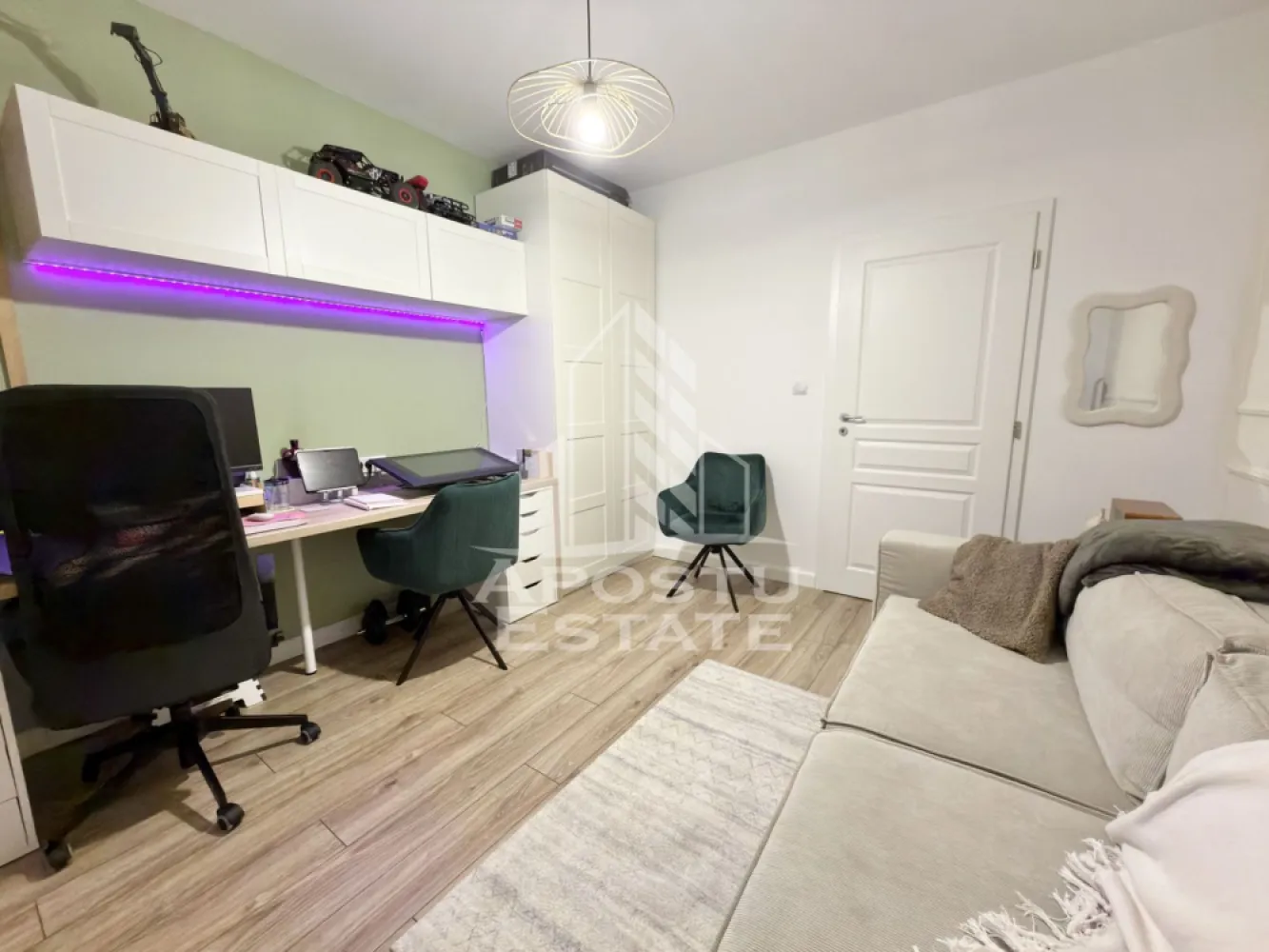 Apartament cu 3 camere si 2 terase complet mobilat la etajul 1in Giroc