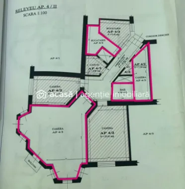 Apartament ultracentral cu 2 camere neamenajat Comision 0
