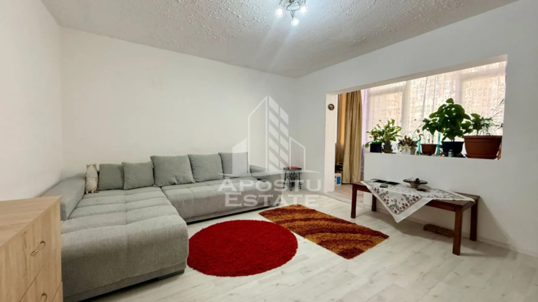 Apartament cu 3 camere, curte si boxa de vanzare, Zona Simion Barnutiu - Agentia imobiliara APOSTU ESTATE va propune spre vanzare un apartament cu 3 camere, boxa si 20mp teren in folosinta, situat la parter inalt intr-un bloc anvelopat, in zona Dorobantilor, Timisoara, judetul Timis.
Imobilul are o suprafata utila de 69.5 mp, decomandat si este compartimentat astfel:
- hol de acces 
- living spatios cu balcon
- bucatarie inchisa, complet mobilata si utilata
- 2 dormitoare
-baie cu cada si geam 

Dotari si beneficii:
-centrala termica proprie pe gaz
-boxa de 16,38 mp
-balcon 4,32 mp
-20 mp teren in folosinta
-bloc anvelopat

Pozitie excelenta:
- doar 5 minute de mers pe jos: Profi, Lidl, farmacii
- 10 minute cu masina si 30 de minute de mers pe jos pana in centrul orasului

Pentru pretul de 140.000 de euro apartamentul se vinde nemobilat, iar pentru pretul de 150.000 de euro se vinde mobilat.

Apartamentul este ideal atat pentru locuinta proprie, cat si pentru investitie. Zona este bine cotata, cu multiple facilitati in proximitate.

Agentia imobiliara Apostu Estate va ofera consultanta bancara gratuita prin intermediul colaboratorilor nostri pentru alegerea celui mai potrivit tip de credit, astfel incat tu sa devii noul proprietar al acestui apartament.
Va asteptam cu drag la o vizionare.
ID INTERN : CP3118111
