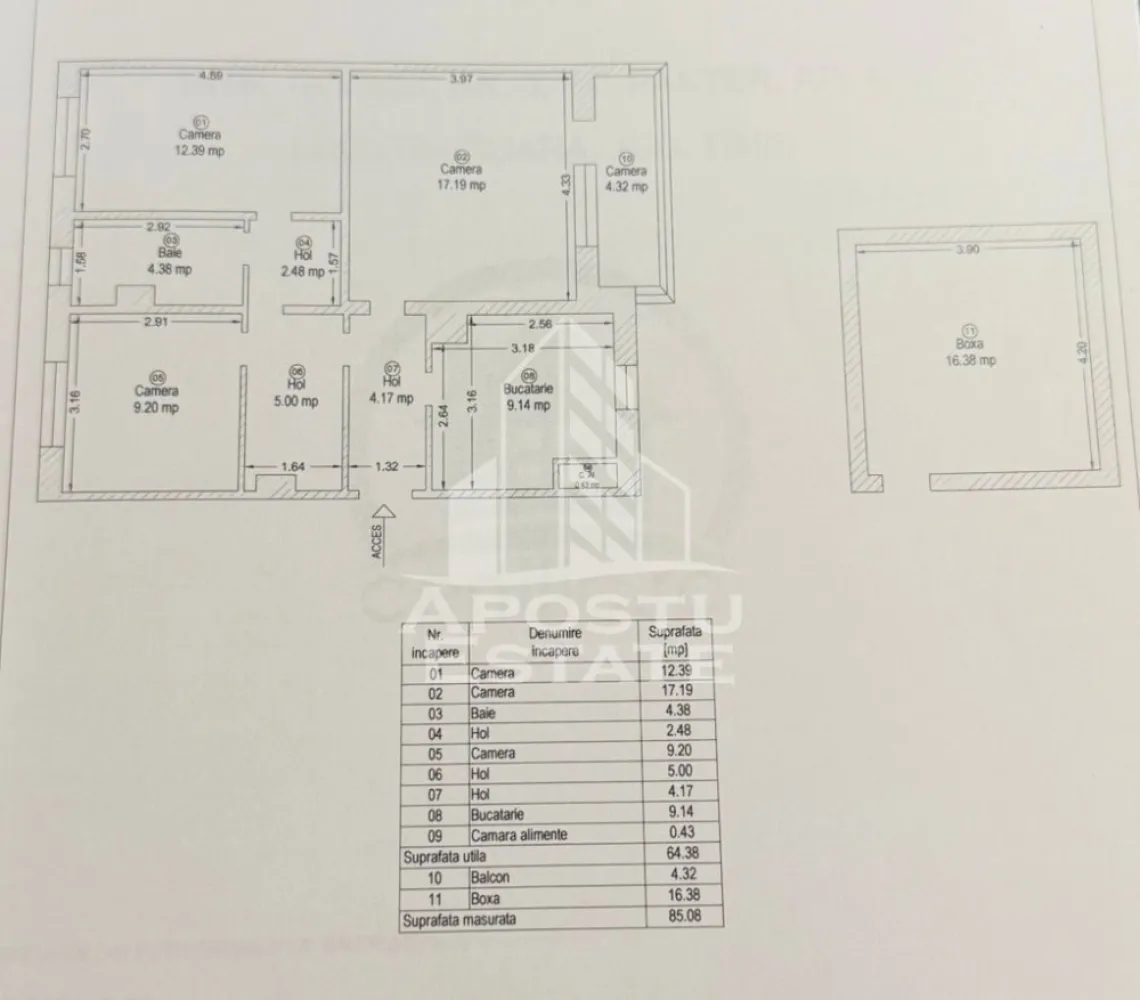 Apartament cu 3 camere, curte si boxa de vanzare, Zona Simion Barnutiu