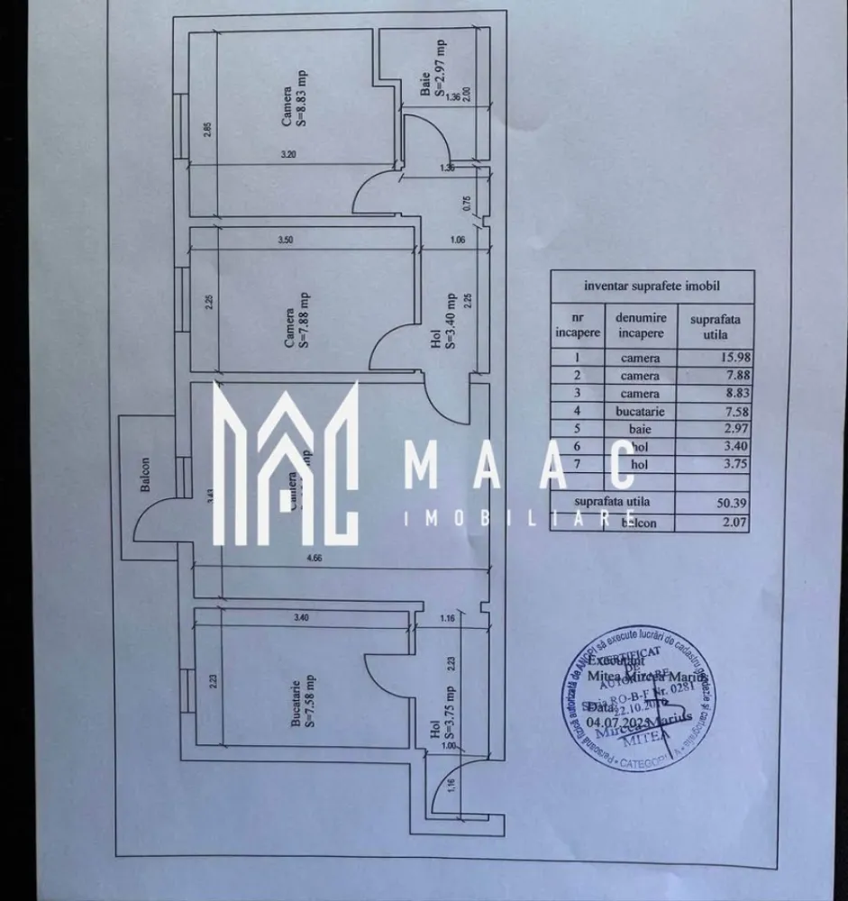 Apartament 3 camere | Bucatarie Separata | Balcon închis | Cedonia