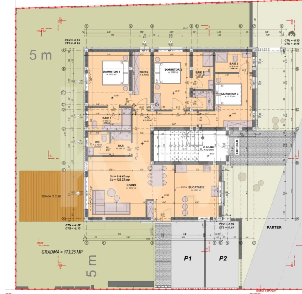 Apartament premium modern 4 camere 4 bai - teren de 200mp Arhitectilor