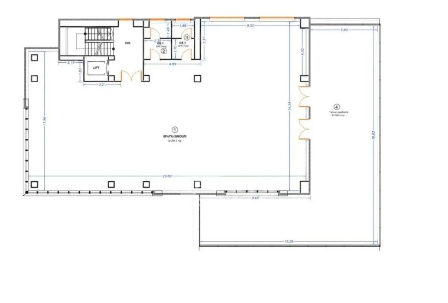 Spatiu comercial pentru birouri, 297 mp, Etajul 1, Giroc - Agentia imobiliara APOSTU ESTATE va propune spre inchiriere spatiu comercial 297 mp + terasa de 150 mp, Etajul 1 in Giroc.

Suprafata de birou dispune de o incapere openspace de aproximati 200 mp, birou separat, bucatarie utilta si grup sanitar dublu.
Spatiul dispune de sistem de climatizare cu recirculare, senzori incendiu, hidranti, supraveghere video.si 2 grupuri sanitare.
Cladirea dispune de lift si parcare privata.

Va asteptam la o vizionare!
CP1898639