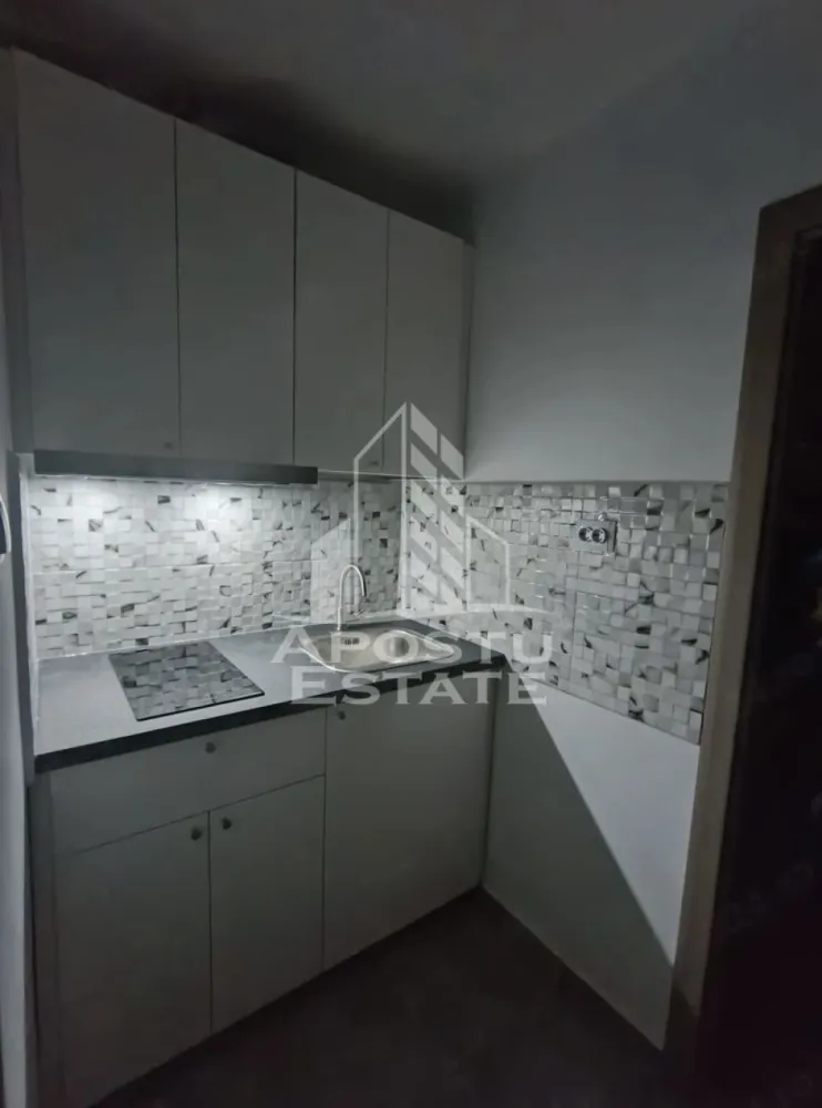 Apartament cu 1 camere , de inchiriat , Zona Complex, Timisoara - Agentia imobiliara APOSTU ESTATE va propune spre inchiriere un apartament cu 1 cameră , spatios si luminos, situat in zona Complex , o zona linistita si bine pozitionata din Timisoara, potrivit pentru cupluri,familii, sau studenti care isi doresc o locuinta unde sa se simta confortabil si cu acces facil catre scoli, statii de autobuz, supermarketuri , magazine de zona, parcuri.

Suprafata utila: 21mp
Compartimentare eficienta:
-Bucatarie complet mobilata si utilata
-Dormitor mobilat si utilat cu canapea extensibila 
-Baie prevazuta cu duș 
Confort si facilitati:
-Incalzirea apartamentului: colterm
-Apartamentul este complet mobilat si utilat de către proprietar 
Localizare:
-Timis,Timisoara, zona Complexul Studențesc – acces facil spre magazine, supermarketul Lidl, scoli, parcuri si mijloace de transport in comun.

Ideal pentru:
-Cupluri
-Studenti

Pret chirie lunara: 330 euro ( usor negociabil)
Programeaza o vizionare pentru a-ti putea imagina viitorul aici!
ID intern: CP3148013