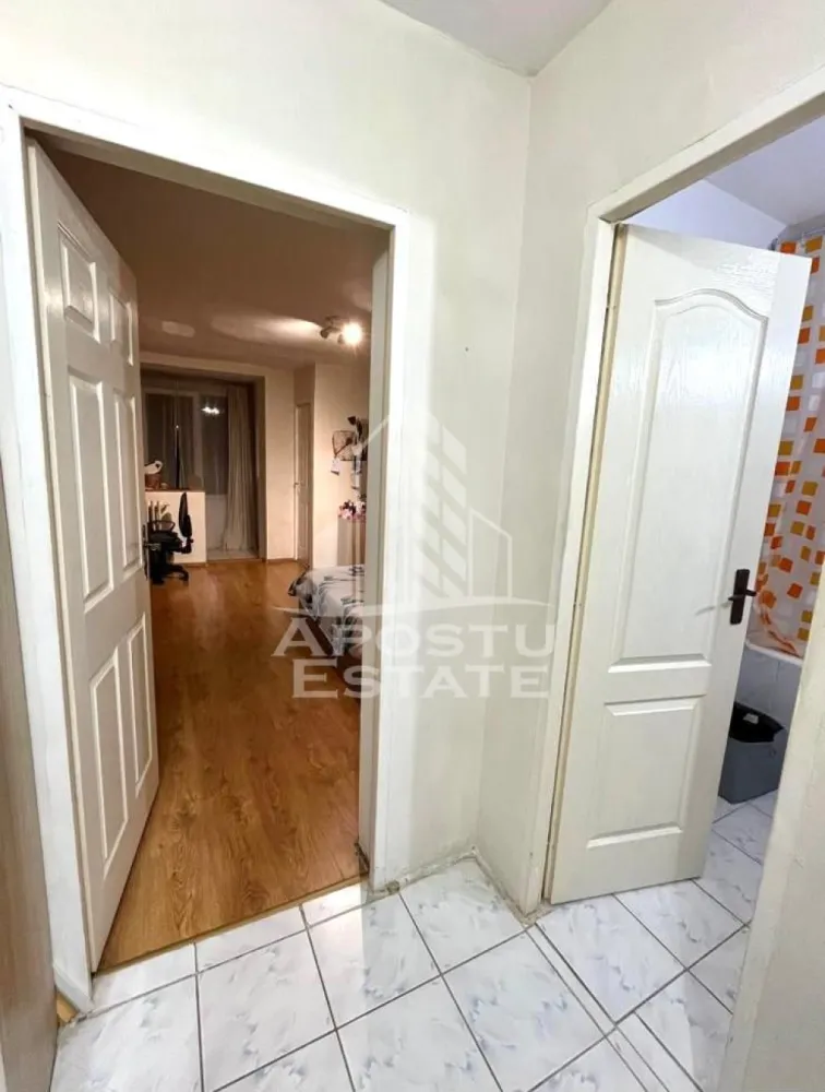 Apartament cu 1 camera de inchiriat, zona Take Ionescu, Timisoara - Agentia imobiliara APOSTU ESTATE va propune spre inchiriere un apartament cu 1 camera spatios si luminos, situat in zona Take Ionescu, intr-o zona linistita si bine pozitionata din Timisoara, potrivit persoane singure sau studenti care isi doresc o locuinta unde sa se simta confortabil si cu acces facil catre scoli, facultati, statii de autobuz si magazine.

Suprafata utila: 30 mp
Compartimentare eficienta:
- Hol de acces
- Bucatarie inchisa, complet mobilata si utilata, cu loc de luat masa
- Baie prevazuta cu cada si ventilatie artificiala

Confort si facilitati:
- Incalzire apartament: termoficare
- Camera cu pat matrimonial
- Apartamentul este complet mobilat si utilat de catre proprietar

Localizare: zona Take Ionescu, in apropiere de scoala generala nr. 16, Facultatea de medicina, Iulius mall, mijloace de transport in comun.

Ideal pentru:
- Persoane singure
- Studenti

Pret chirie: 300€
Programeaza o vizionare pentru a-ti putea imagina viitorul aici!
ID intern: CP3022981