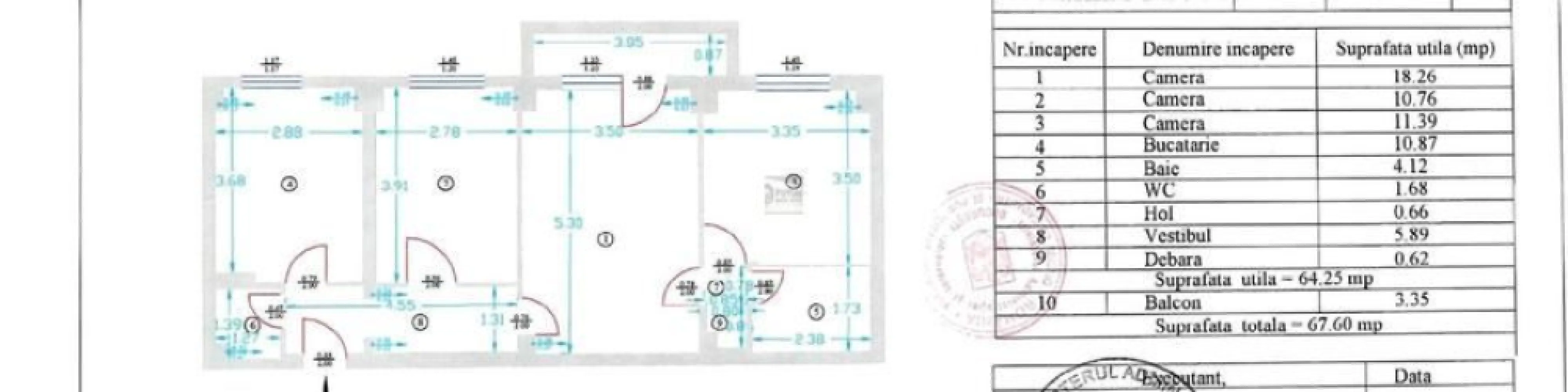 Apartament 3 camere si loc de parcare, statia de metrou Aparatorii Patriei