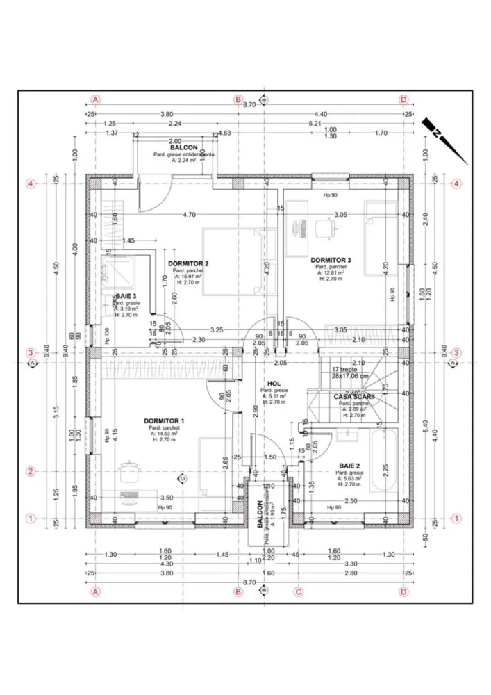 Casa 4 camere,2 bai,136 mp, 550 mp teren zona Corunca