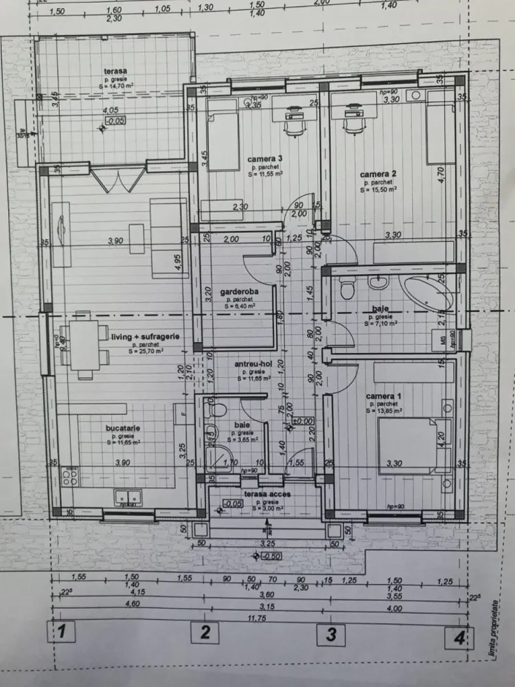 Casă la cheie pe 1 nivel 4 camere 2 băi,145 mp,500 mp teren