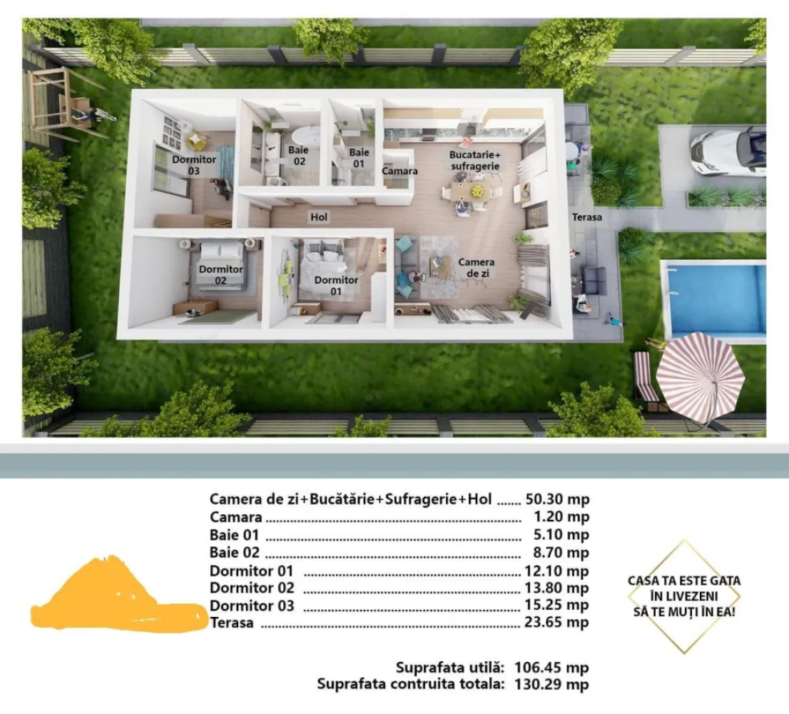 Casa la cheie 130mp 4 camere,2 băi,700mp teren,Livezeni