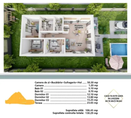 Casa la cheie 130mp 4 camere,2 băi,700mp teren,Livezeni