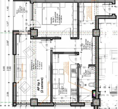 Apartament 2 camere 57.9mp utili buc separata balcon etaj 1 Sibiu