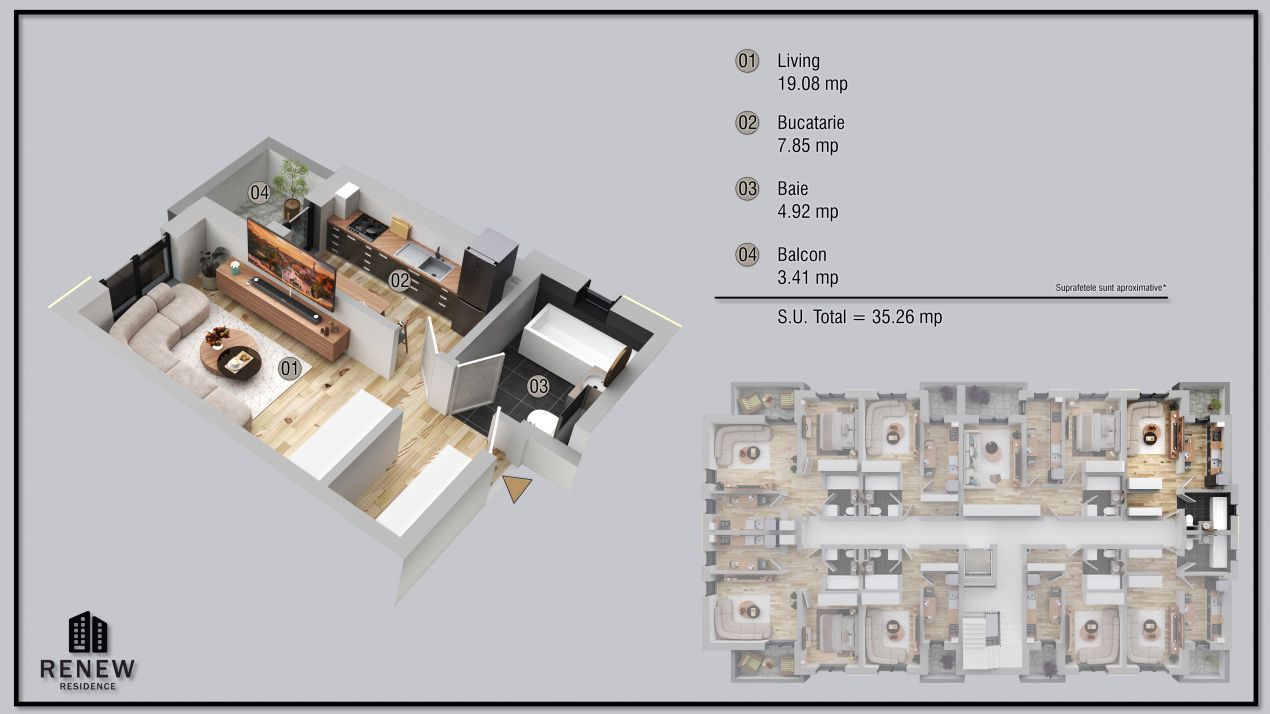 Garsoniera in zona Militari Residence finalizare aprilie 2026