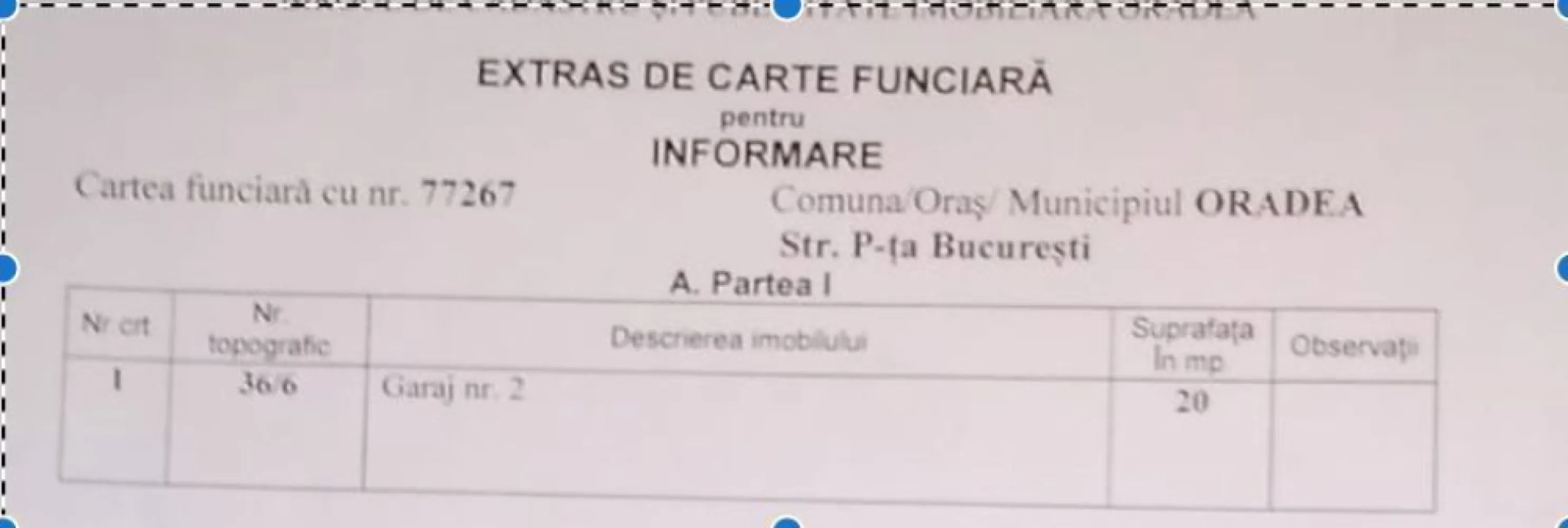 Garaj cu CF, 20 mp, Piata Bucuresti. 12 500 E (neg). Comision 0 - De vanzare: garaj din zidarie, suprafata utila 20 mp, CF propriu, Piata Bucuresti, Oradea. 12 500 Euro. Negociabil. Comision 0.

Dimensiuni aproximative 3,5m / 5,5m, inaltime la usa 1,9 m.