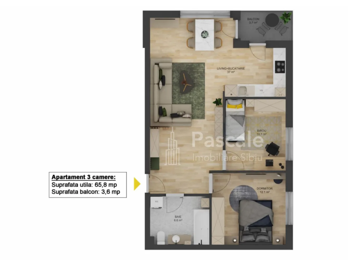 Apartament 3 camere – Bloc NOU – Doamna Stanca COMISION 0% CUMPARATOR | Etaj 5 - Descoperă acest apartament spațios de 65,45 mp, situat în zona Doamna Stanca, perfect pentru o familie sau pentru cei care caută un spațiu generos și confortabil.Living open space + bucătărie – 37 mpBirou – 10,1 mpDormitor – 12,1 mpBaie – 6,6 mpBalcon – 3,6 mpDotări și finisaje:Compartimentare modernă și practicăFinisaje premiumTâmplărie din profil PVC Salamander (6 camere) cu geam termopan, 3 foi de sticlăUșă metalică la intrarea în apartamentCasa scării finisată la cheieInstalații de încălzire, cu centrală proprie în condensație și calorifere din oțelRacorduri apă-canal în baie și bucătărieRacord gaz metan la bucătărieInstalații electriceȘapăPereți exteriori din zidărie de cărămidă de 25 cm grosimeIzolație termică cu polistiren de 10 cm, la exteriorTencuieli mecanizate la pereții interioriPereți despărțitori din cărămidăTavane tencuiteInstalații de contorizare pentru curent electric, gaz, apă, inclusiv branșamenteParcarea amenajată cu dale din betonLoc de parcare inclusPredare la stadiul de semifinisat avansat, cu posibilitatea finisării la cheie, conform preferințelor cumpărătorului.Un apartament ideal pentru cei care caută confort, lumină naturală și un spațiu generos!PREȚUL include TVA și FINISAJ LA CHEIE!Contactează-mă pentru mai multe detalii și pentru a programa o vizionare! }}