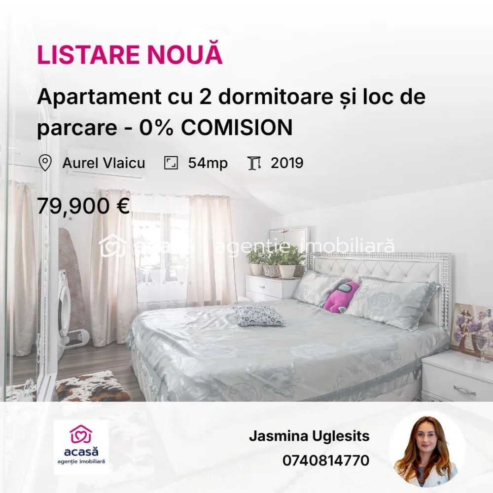 Apartament cu 2 dormitoare și loc de parcare - 0% COMISION