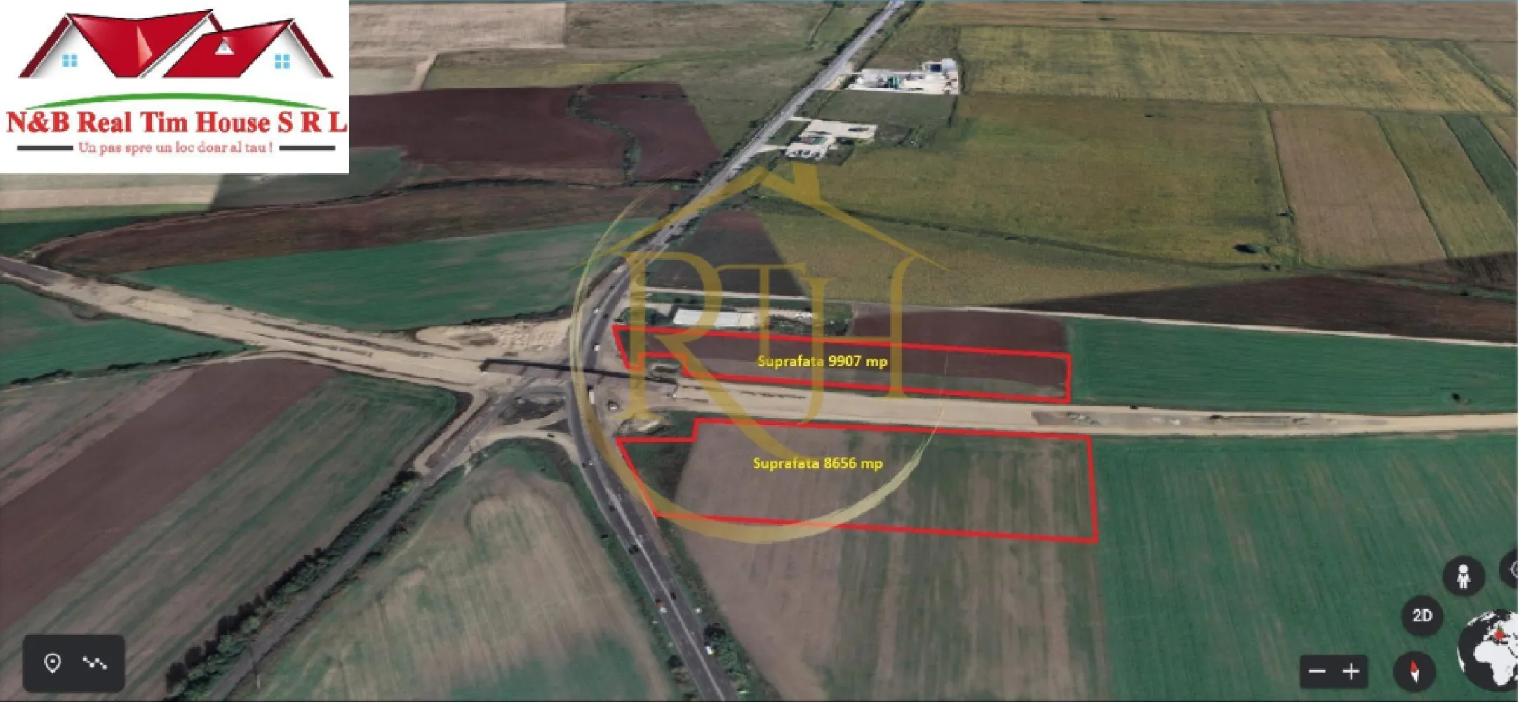 Oferim spre vanzare 2 parcele de teren situate langa Centura Sud - Oferim spre vanzare 2 parcele teren intravilan, situate chiar langa urcarea si coborarea de pe Centura Sud Timisoara . 
Suprafata teren 9907 mp si 8656 mp . 
Ideal pentru investitie . 
Proprietate reprezentata de RealTimHouse.ro . Un pas spre un loc doar al tau !
Pret : 60 euro/mp ( nu se plateste comision agentie ) .