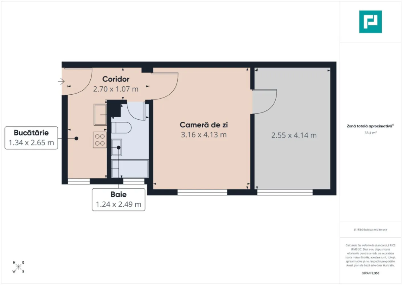 2 camere Rogerius, 33 mp, disponibil imediat