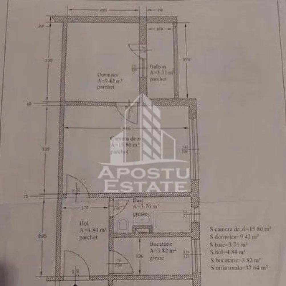 Apartament semidecomandat, 2 camere, centrala proprie,Sagului