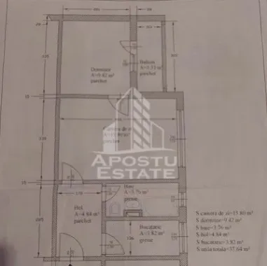 Apartament semidecomandat, 2 camere, centrala proprie,Sagului