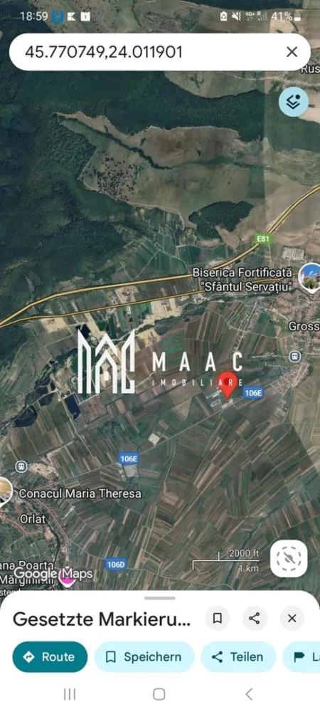 Teren | 10,000 MP | Extravilan | Posibilitate de parcelare | Cristian - MAAC Imobiliare vă propune spre vânzare un teren industrial cu suprafața de 10.000 mp, situat în Cristian, Sibiu, într-o zonă aflată în continuă dezvoltare și expansiune, cu acces rapid către autostradă și zona industrială Vest. Proprietatea reprezintă o oportunitate excelentă pentru investiție, fiind potrivită pentru dezvoltări rezidențiale, construcția de hale industriale, spații logistice, depozitare sau alte activități economice.

Terenul beneficiază de acces facil, drumul de acces până la proprietate fiind asfaltat, aspect esențial pentru desfășurarea eficientă a activităților comerciale sau industriale. Amplasarea aproape de utilități precum apă și curent oferă un avantaj important pentru viitoare proiecte de dezvoltare și pentru racordarea rapidă la infrastructura necesară.

Suprafața generoasă și deschiderea largă permit multiple posibilități de compartimentare și utilizare, terenul fiind neîmprejmuit și ușor adaptabil în funcție de necesitățile investiției. Poziționarea strategică în Cristian, una dintre zonele cu dezvoltare accelerată din apropierea municipiului Sibiu, contribuie la atractivitatea proprietății și la potențialul ridicat de valorificare pe termen lung.

Caracteristici:
-Suprafață teren: 10.000 mp
-Teren industrial
-Aproape de utilități: apă și curent
-Drum de acces asfaltat
-Teren neîmprejmuit
-Deschidere generoasă
-Pretabil pentru hale, spații logistice sau dezvoltări rezidențiale
-Potrivit pentru activități economice și investiții
-Zonă în continuă expansiune
-Acces rapid către autostradă
-Aproape de zona industrială Vest

Pentru mai multe informații sau pentru programarea unei vizionări, vă rugăm să menționați telefonic numărul CP2696764.