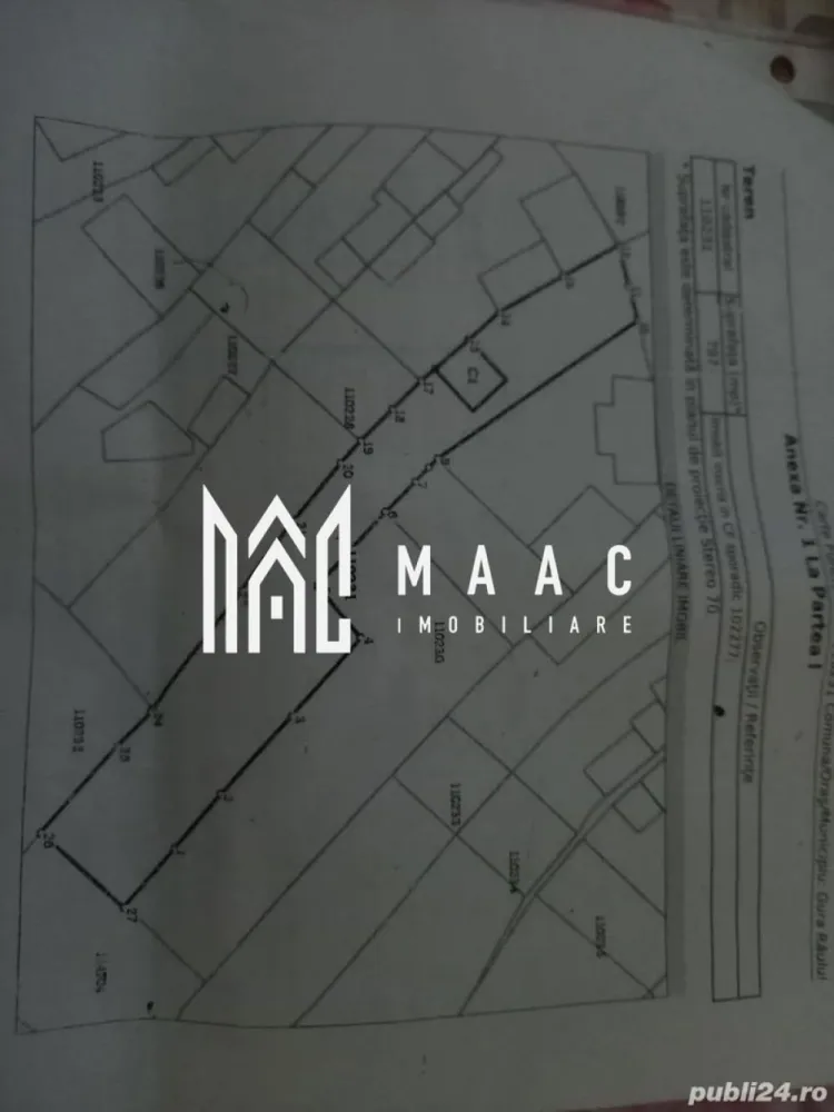 Teren intravilan 800 mp | Centru Gura Râului | Ideal construcție - MAAC Imobiliare vă propune spre vânzare un teren intravilan situat chiar în centrul localității Gura Râului, una dintre cele mai apreciate zone din apropierea Sibiului, cu poziționare excelentă și multiple posibilități de utilizare, atât rezidențial, cât și comercial.

Amplasarea este una Premium, terenul fiind situat vis-a-vis de Primărie, în imediata apropiere de Poștă, Dispensarul Medical și Poliția Locală, beneficiind de acces facil și vizibilitate foarte bună.

 Detalii teren
Suprafață: 800 mp
Teren intravilan
Poziționare centrală
Acces direct la drum principal

 Utilități
Toate utilitățile se află la poarta proprietății:
Apă curentă
Instalație de gaz făcută, (pregătită pentru momentul când localitatea va fi conectata la rețeaua de gaz)
Curent electric
Canalizare

 Avantaje urbanistice
Există Certificat de Urbanism, care confirmă faptul că se poate construi pe întreaga suprafață a terenului
Terenul poate fi utilizat atât pentru construcție rezidențială, cât și pentru activitate comercială

 Ideal pentru
 Casă individuală
 Pensiune / afacere turistică
 Spațiu comercial
 Investiție pe termen lung

📞 Contactează-ne pentru mai multe detalii sau pentru a programa o vizionare!, menționează CP3179837!