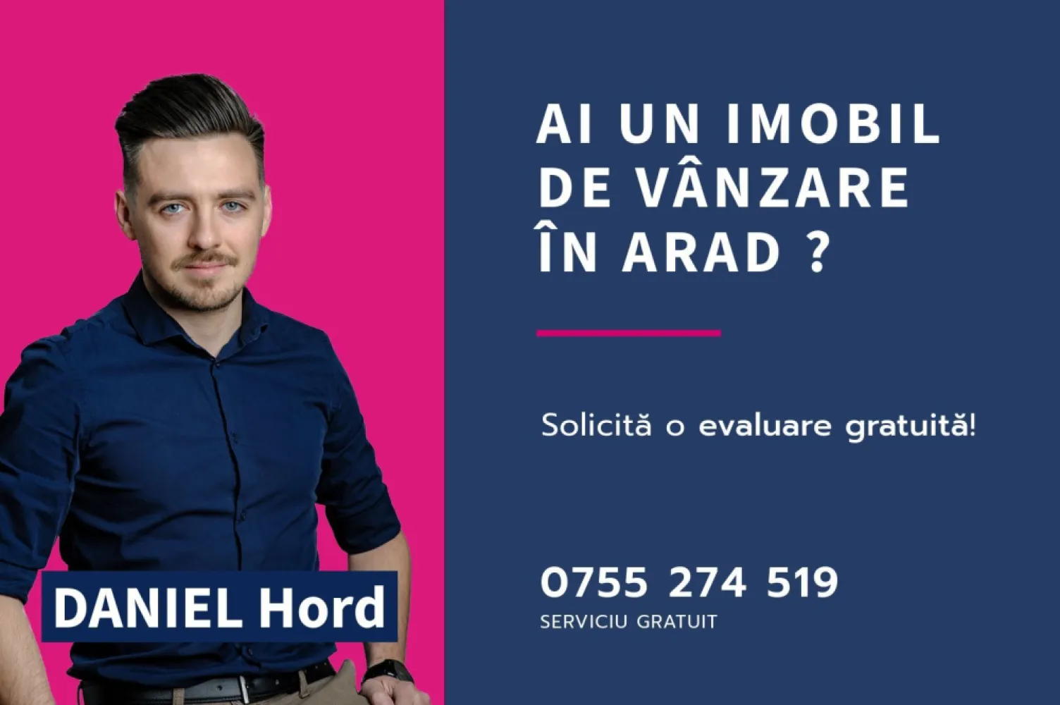 PRET NOU! Teren intravilan 748 mp - Sanleani, Arad - COMISION 0% - De vânzare teren de casă în Sânleani, la doar câțiva kilometri de Arad, cu o suprafață de 748 mp și un front stradal generos de 25 metri liniari.

✅ Ideal pentru construcția unei case – suficient spațiu pentru a-ți face locuința exact așa cum îți dorești!
✅ Utilitățile disponibile – gaz, curent, apă în fața parcelei
✅ Situat într-o zonă liniștită, perfectă pentru familii sau pentru cei care caută relaxare departe de agitația orașuluit
✅ Acces facil către Arad – locație excelentă pentru cei care lucrează în oraș, dar vor liniștea de la țară

Preț avantajos! Contactează-mă pentru mai multe detalii și pentru a programa o vizionare.

📞 0755 274 519 - Daniel Hord - Consultant imobiliar.

Nu dispui de toată suma? Te ajutăm noi gratuit! Îți obținem oferte de la 16 bănci
Ai o proprietate de vânzare în Arad și vrei să știi cât valorează cu adevărat?
Sună-mă pentru o evaluare GRATUITĂ!

Birou: ACASĂ | Agenție imobiliară Arad 
Adresă: Bulevardul Decebal 2, Arad 310133