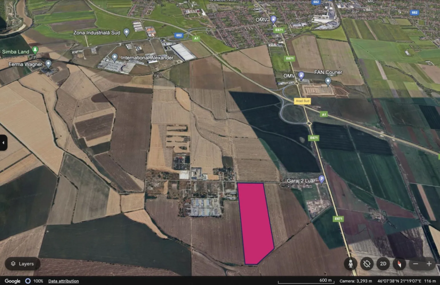 Teren cu PUZ ideal pentru parc logistic și de servicii - Oferim spre vânzare un teren excepțional, perfect pentru dezvoltarea unui parc logistic sau industrial, situat strategic în Arad, la coborârea/urcarea de pe Autostrada A1, Arad-Sud.

Detalii Teren:
Suprafață: 18 hectare
Front stradal: 230 metri
PUZ inclus: Prețul include obținerea PUZ-ului conform specificațiilor și nevoilor clientului, asigurând o dezvoltare sigură, rapidă și eficientă.

Localizare și Accesibilitate:
Terenul este situat strategic la coborârea/urcarea de pe Autostrada A1, Arad-Sud, facilitând accesul rapid și eficient pentru logistică și transport.
Aradul, fiind oraș de graniță cu Europa de Vest, oferă un avantaj strategic pentru operațiuni comerciale internaționale.

Vecinătăți și Facilități:
Parcuri industriale și logistice de renume: VGP PARK, CTP PARK, Parc Industrial Sud Arad
Firme și facilități: Internațional Alexander, Luar, OMV

Această locație strategică, combinată cu infrastructura existentă și accesul facil la rețelele de transport, face din acest teren o oportunitate ideală pentru investitori interesați de dezvoltarea unui parc logistic modern și eficient.

Contact:
0721356746 Florin Moș // Consultant imobiliar

Nu ratați șansa de a investi într-o locație cu potențial maxim de creștere și dezvoltare logistică!