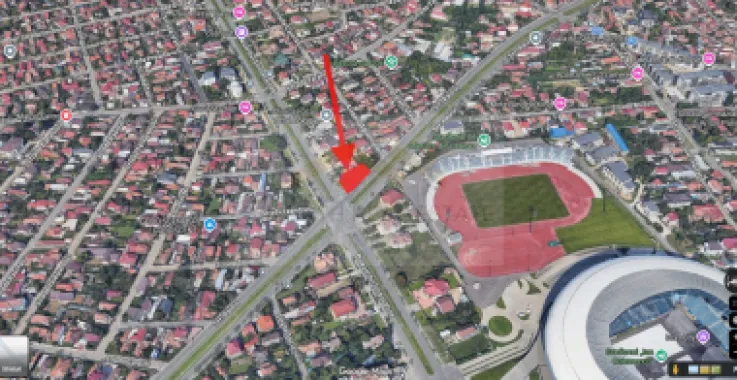 Teren 500 mp , colț stradal, vizibilitate maximă, lângă stadion – Craiova