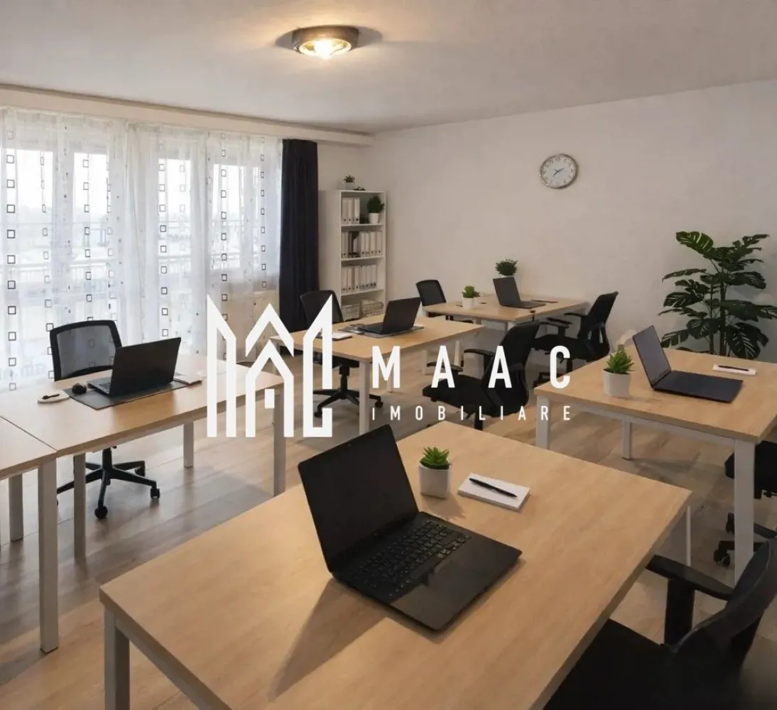 Spatiu comercial | 30 MPU | Balcon | Lazaret - Maac Imobiliare vă propune spre închiriere spațiu comercial cu destinație birouri / servicii, având o suprafață utilă de 30 mp, compartimentat eficient și beneficiind de lumină naturală generoasă. Caracteristici generale: Suprafață utilă totală: 30 mp Compartimentare funcțională, adaptabilă pentru multiple tipuri de activități Acces facil și poziționare avantajoasă Locuri de parcare publice fără plată disponibile pe stradă – avantaj major în Sibiu La aproximativ 7 minute de mers pe jos de Gara Mara (650 m) Compartimentare interioară: Cameră principală de lucru: 22,10 mp Spațiu luminos, aerisit, ideal pentru birou, cabinet sau activități cu public Spațiu depozitare / dressing / arhivă (debara): destinat depozitării documentelor, arhivei sau echipamentelor, contribuind la menținerea unui spațiu de lucru organizat Hol de acces Grup sanitar propriu, complet utilat. Facilități exterioare: Balcon generos, cu vedere spre curtea interioară ideal pentru pauze de relaxare, cafea sau aerisire naturală Destinație și utilizări recomandate: Spațiul este versatil, oferă liniște și intimitate, fiind potrivit pentru: sediu firmă / spațiu profesional cu activitate mixtă birou individual (avocatură, notariat) contabilitate, consultanță, servicii financiare firmă de training, cursuri, creație firmă IT, marketing, digital showroom de servicii cabinet de psihologie, coaching clinică medicală, centru de terapii centru beauty & wellness (masaj, manichiură/pedichiură, coafor, yoga studio etc.) Mențiuni privind amenajarea: Imaginile prezentate au caracter strict orientativ, reprezentând propuneri de design și variante de amenajare. Spațiul se închiriază nemobilat, oferind viitorului chiriaș libertate totală de personalizare în funcție de specificul activității desfășurate. Condiții de închiriere: Se percepe o garanție în cuantumul unei chirii lunare. Pentru mai multe detalii și programarea unei vizionări, vă invităm să contactați MAAC Imobiliare, specificând ID: CP2878691 }}