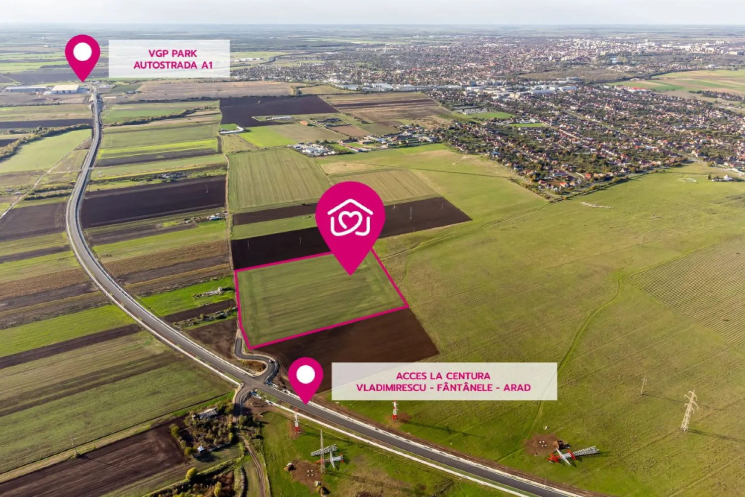 Teren industrial poziționat strategic 17 eur/mp - Vă oferim spre achiziție un teren ideal pentru construcții de hale industriale, platforme de depozitare, stație carburanți, parcări TIR-uri.

Terenul se află în Arad (în dreptul cartierului Sânicolu Mic) cu acces direct la centura Arad - Fântanele - Vladimirescu.

Caracteristici teren:
Teren arabil extravilan Arad
Suprafață: 45.080 mp
Front stradal: 197 m
Utilități: în zonă (nu sunt pe teren)

Preț: 17 eur/mp (așa cum este terenul acum)
+ 1 eur/mp dacă se dorește branșament de curent pe parcelă (avans minim 50%)
+ 3 eur/mp dacă se dorește PUZ (avans minim 50%)

Pentru ofice detalii sau vizionare apelați:
0721356746 Florin Moș