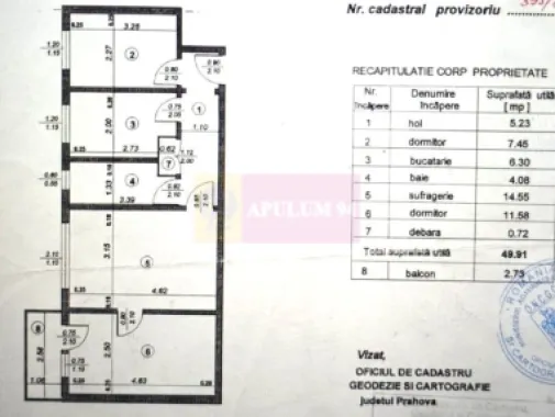 Apartament cu 3 camere de vanzare in Campina, central
