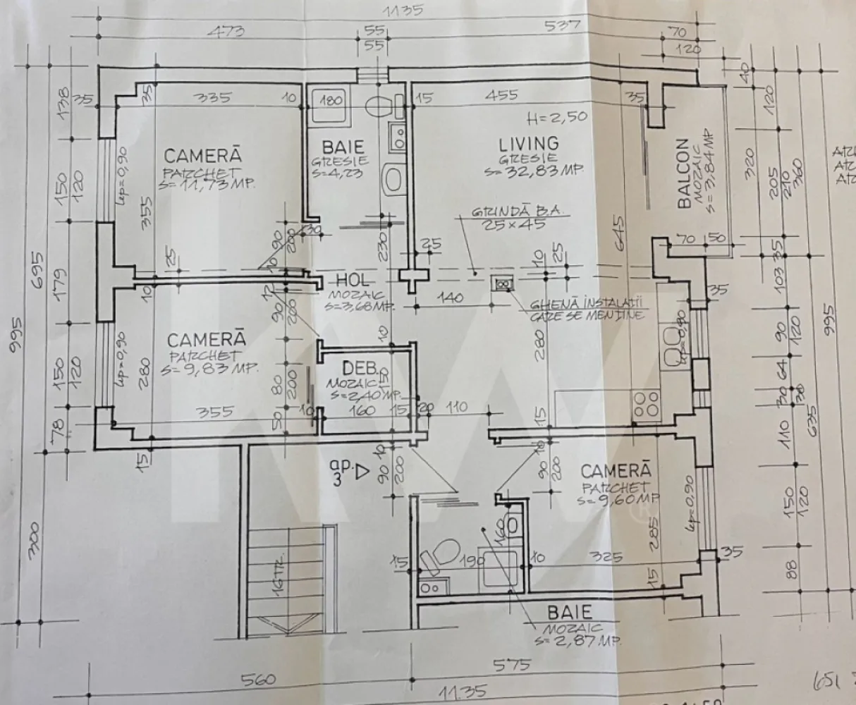 Apartament cu 4 camere mobilat utilat in Vasile Aaron 81 mp