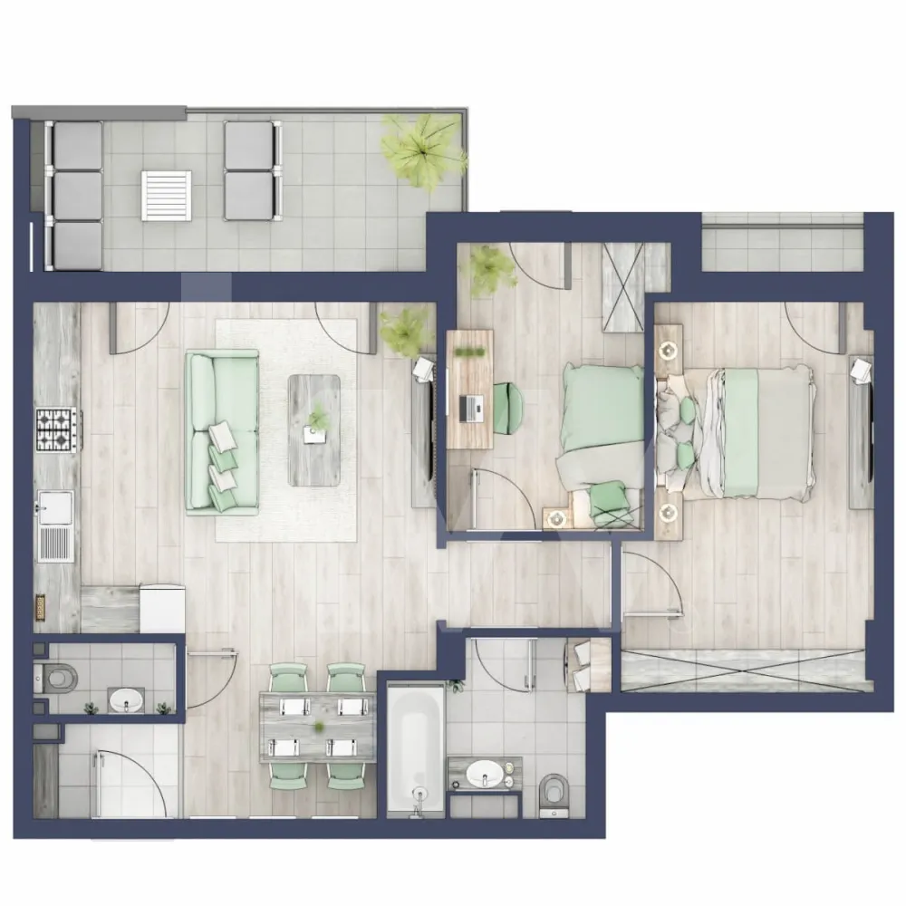 Apartament 3 camere, etaj 1, intabulare vara 2026 - Ești dornic/ă să faci o schimbare importantă în viața ta?

Fie că te gândești să iți schimbi domiciliul sau te afli la început de drum, îți propunem un imobil pentru un stil de viață modern, pe măsura așteptărilor tale.
Unde? Într-un ansamblu rezidențial demn de secolul XXI.

Compartimentare apartament:

Bucatarie + Living - 24,1 m²
Dormitor - 14,4 m²
Dormitor 2 - 9,2 m²
Baie - 5,5 m²
Baie 2 (WC) - 1,8 m²
Hol - 5,3 m²
Sas - 2,4 m²
Logie - 1,5 m²
Suprafata balcon - 10,6 m²

Apartamentul se predă la alb cu:
- prize și întrerupătoare 
- centrală termică Viessmann
- cronotermostat în fiecare cameră
- încălzire în pardoseală
- rulouri electrice la dormitoare.

Situată ​​în Zona Turnișor din Sibiu, viitoarea ta casă vine la pachet cu următoarele beneficii:
- spații verzi, zone de agrement, zone de fitness;
- loc pentru sport în aer liber, loc de joacă pentru copii; loc pentru grătar în apropierea pârâului;
- siguranță: bariere de intrare pentru a limita accesul doar la viitori proprietari în cadrul ansamblului;
- 2 căi de acces: una pe partea de Vest cu ajungere rapidă în zona Industială, Aeroport și autostradă și încă una pe Str. Ogorului către centrul orașului Sibiu;
- stand de biciclete;
- parcare subterană/supraterana
- posibilitate încărcare mașini electrice (în parcarea subterană);

Apartamentul despre care îți vorbesc are o suprafață utilă de 47,1 m², cu un balcon de 10,3 m² se predă la alb cu:
- prize și întrerupătoare 
- centrală termică Viessmann
- cronotermostat în fiecare cameră
- încălzire în pardoseală
- rulouri electrice la dormitoare.

 Modalitati de predare:
Preț: € 143.385 cu 21% TVA inclus. (intabulare vara 2026)
Apartamentul se vinde în stadiul de “alb avansat”.


Randările sunt doar niște exemple și pot fi diferite față de realitate. Nu răspundem pentru diferențele apărute.

Locurile de parcare sunt contra-cost și pot fi în parcarea supraterană (€ 5.084/loc de parcare) sau la subsol (€ 10.168/loc de parcare).
Modalități de plată: cash și credit ipotecar cu avans minim de 15%.

Așadar îți pune la dispoziţie o Asociaţie de Proprietari bine gestionată care se ocupă şi de întreţinerea clădirilor şi a spaţiilor verzi, pentru un aspect curat, modern, adecvat.

Informatii certificat energetic conform proiect:
a) clasa energetica B;
b) consumul total specific de energie primara: 126.00 kWh/m2an;
c) indicele de emisii echivalent CO_2: 26 kgCO2/m2an;
d) consum total specific de energie din surse regenerabile: 0 kWh/m2an.

Ce spui, ne vedem să-ți prezint în detaliu acest ansamblu?
Dacă da, contactează-mă la numărul afișat!