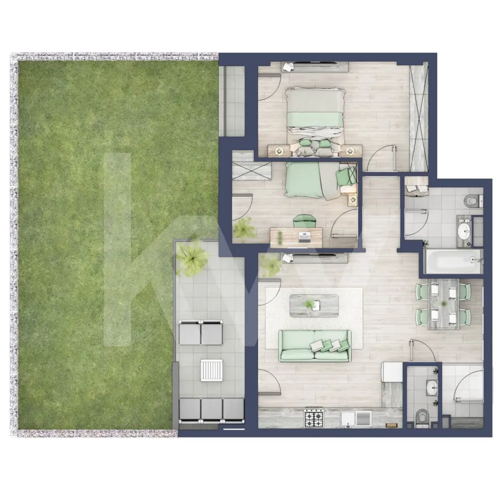 Apartament 3 camere, Parter, intabulare vara 2026 - Ești dornic/ă să faci o schimbare importantă în viața ta?

Fie că te gândești să iți schimbi domiciliul sau te afli la început de drum, îți propunem un imobil pentru un stil de viață modern, pe măsura așteptărilor tale.
Unde? Într-un ansamblu rezidențial demn de secolul XXI.

Compartimentare apartament:
Bucatarie + Living - 27,1 m²
Dormitor - 14,4 m²
Dormitor 2 - 9,1 m²
Baie - 5,5 m²
Baie 2 (WC) - 1,8 m²
Hol - 2,3 m²
Sas - 2,4 m²
Logie - 1,5 m²
Suprafata balcon - 16,2 m²
Gradina - 63,0 m²

Apartamentul se predă la alb cu:
- prize și întrerupătoare 
- centrală termică Viessmann
- cronotermostat în fiecare cameră
- încălzire în pardoseală
- rulouri electrice la dormitoare.

Situată ​​în Zona Turnișor din Sibiu, viitoarea ta casă vine la pachet cu următoarele beneficii:
- spații verzi, zone de agrement, zone de fitness;
- loc pentru sport în aer liber, loc de joacă pentru copii; loc pentru grătar în apropierea pârâului;
- siguranță: bariere de intrare pentru a limita accesul doar la viitori proprietari în cadrul ansamblului;
- 2 căi de acces: una pe partea de Vest cu ajungere rapidă în zona Industială, Aeroport și autostradă și încă una pe Str. Ogorului către centrul orașului Sibiu;
- stand de biciclete;
- parcare subterană/supraterana
- posibilitate încărcare mașini electrice (în parcarea subterană);

Apartamentul despre care îți vorbesc are o suprafață utilă de 47,1 m², cu un balcon de 10,3 m² se predă la alb cu:
- prize și întrerupătoare 
- centrală termică Viessmann
- cronotermostat în fiecare cameră
- încălzire în pardoseală
- rulouri electrice la dormitoare.

 Modalitati de predare:
Preț: € 155.969 cu 21% TVA inclus. (intabulare vara 2026)
Apartamentul se vinde în stadiul de “alb avansat”.


Randările sunt doar niște exemple și pot fi diferite față de realitate. Nu răspundem pentru diferențele apărute.

Locurile de parcare sunt contra-cost și pot fi în parcarea supraterană (€ 5.084/loc de parcare) sau la subsol (€ 10.168/loc de parcare).
Modalități de plată: cash și credit ipotecar cu avans minim de 15%.

Așadar îți pune la dispoziţie o Asociaţie de Proprietari bine gestionată care se ocupă şi de întreţinerea clădirilor şi a spaţiilor verzi, pentru un aspect curat, modern, adecvat.

Informatii certificat energetic conform proiect:
a) clasa energetica B;
b) consumul total specific de energie primara: 126.00 kWh/m2an;
c) indicele de emisii echivalent CO_2: 26 kgCO2/m2an;
d) consum total specific de energie din surse regenerabile: 0 kWh/m2an.

Ce spui, ne vedem să-ți prezint în detaliu acest ansamblu?
Dacă da, contactează-mă la numărul afișat!