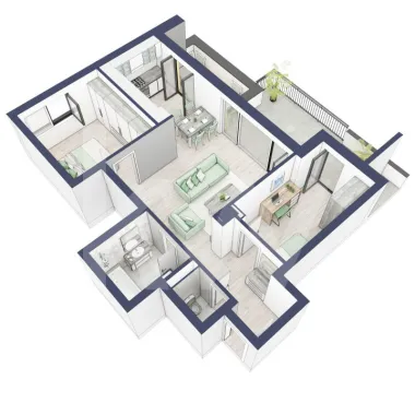 Apartament 3 camere - 2 bai