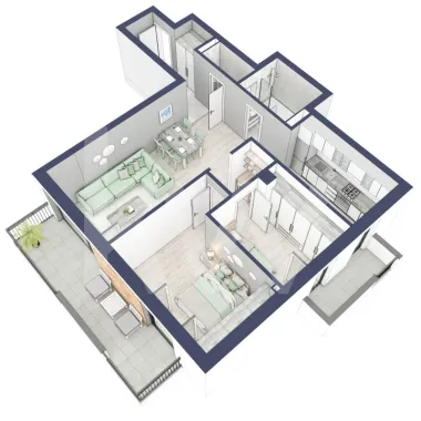 Apartament 3 camere - 2 bai - Terasa 11 mp + Balcon