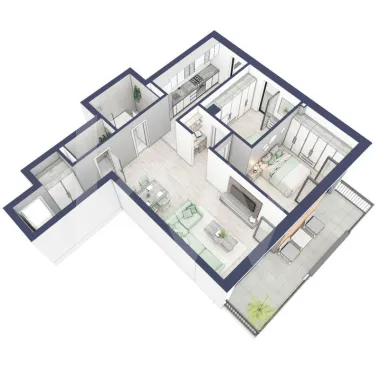 Apartament 3 camere - 2 bai - Terasa 11 mp + Balcon
