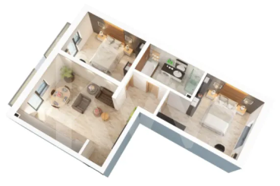 Apartament 3 camere - 77,8 mp utili - 2 balcoane 14,85 mp si 2 bai