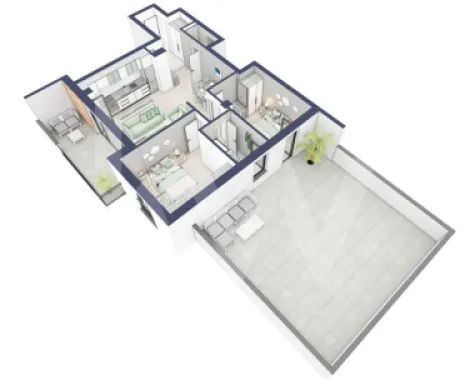 Apartament 3 camere - 2 bai - Terasa 40 mp + Balcon